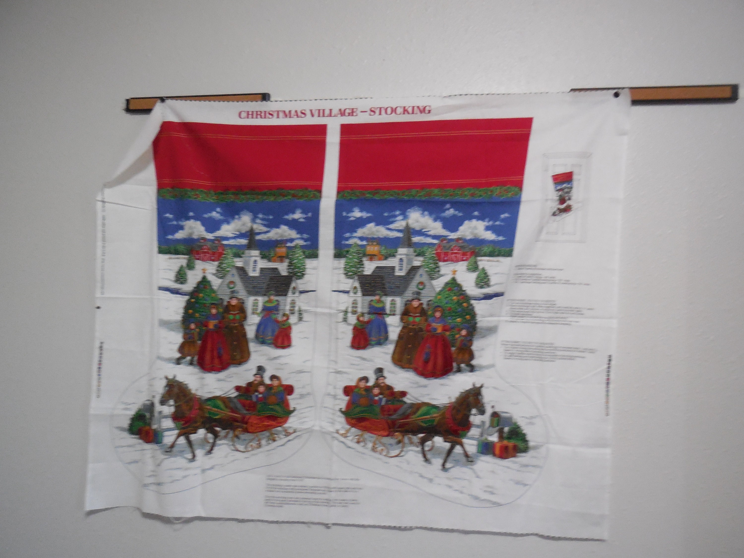 Vintage Cranston Jumbo Christmas Stocking Fabric Craft Panel Etsy