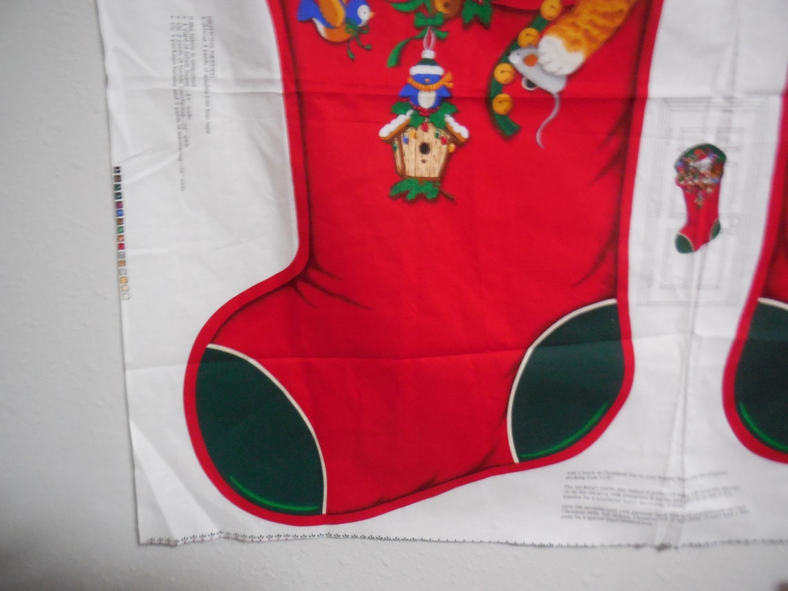 Vintage Cranston Jumbo Christmas Stocking Craft Panel Christmas Friends