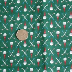 Vintage Cranston Green Golf Balls Tees allover cotton quilt fabric BTY