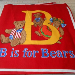 Vintage B is for Bears cloth book fabric craft panel