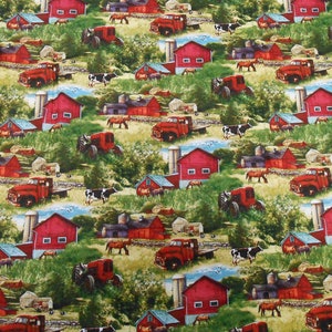 David Textiles Country Farm cotton quilt fabric 1 yard 19&quot;