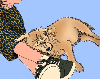 Human/pet portrait giclee print illustrative commission