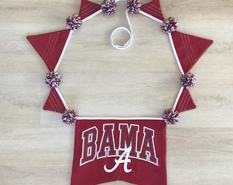 Alabama Crimson Tide Pennant Banner: Upcycled T-Shirt Party Decor