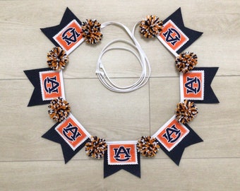 Auburn University Tigers 7 Flag Small Pennant Banner, Pom Pom Bunting-Wall Hanging-Party decor