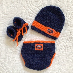 Auburn Tigers Baby Boy Newborn Hat, Diaper Cover, and Booties