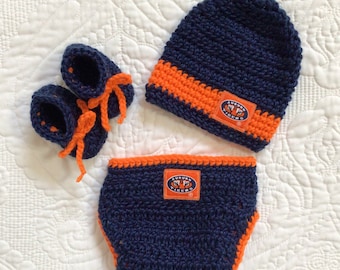 Auburn Tigers Baby Boy Newborn Hat, Diaper Cover, and Booties