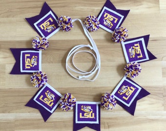 Louisiana State Pom Pom Bunting-Wall Hanging-Party decor