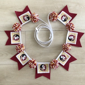 Florida State Seminoles Small 7 Flag Pennant Banner-Pom Pom Bunting, Celebration decor, Wall Hanging, Party Banner