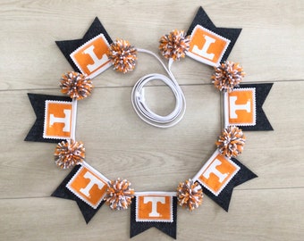 University of Tennessee Small 7 Flag Pennant Banner-Pom Pom Bunting, Celebration decor, Wall Hanging, Party Banner