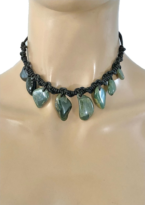 1980s Vintage Tribal Ethnic BOHO Jade Stones Souta