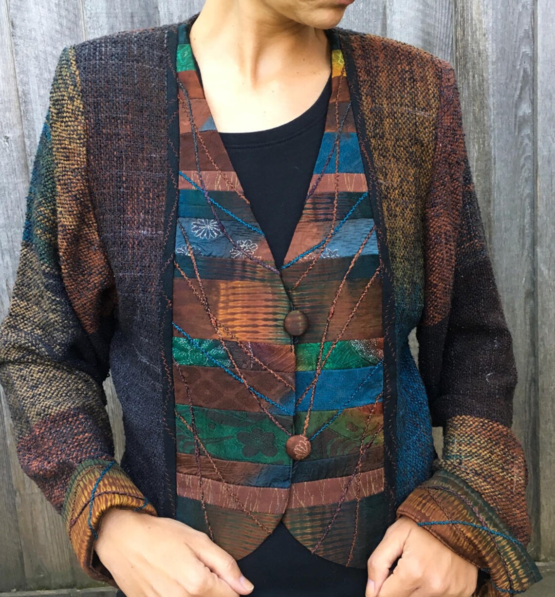 Vintage Boho Wearable Art Jacket Hand Dyed Made In USA Par Etsy