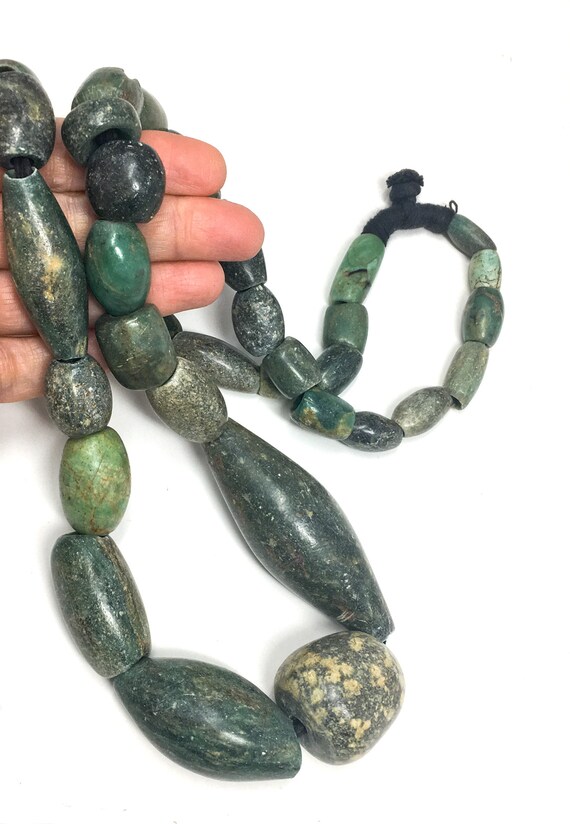 Rare Vintage Ancient Serpentine & Amazonite Afric… - image 1