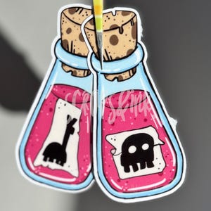 Set of 2 Cartoon Llama Vials - Llama Poison - Kuzco's Poison - Movie Reference Sticker - Water Bottle Decal - Hand Drawn Sticker Decal
