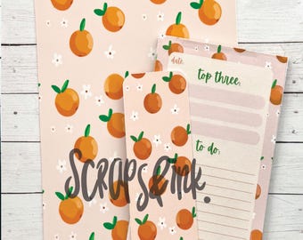 Handmade Oranges Stationery Set: Retro Planner Gift