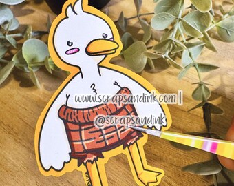 Silly Goose in Basket Pants Vinyl Sticker Decal