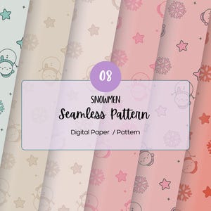 Bundle of 8 - Snowman Digital Seamless Files-Colorful; Seamless Digital Paper; Seamless Pattern; Digital Paper; Digital Download; Patterns