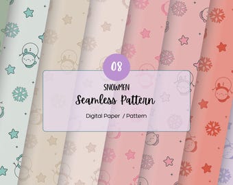 Snowman Seamless Pattern: Colorful Winter Digital Paper (Digital Download)