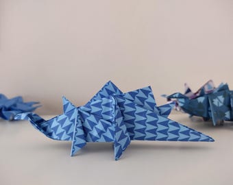 Handmade Origami Stegosaurus: Geometric Paper Dinosaur Decor, party decor
