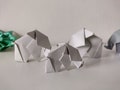 Handmade origami light grey elephant family / hanging decorations / party favours / handmade eco friendly gift