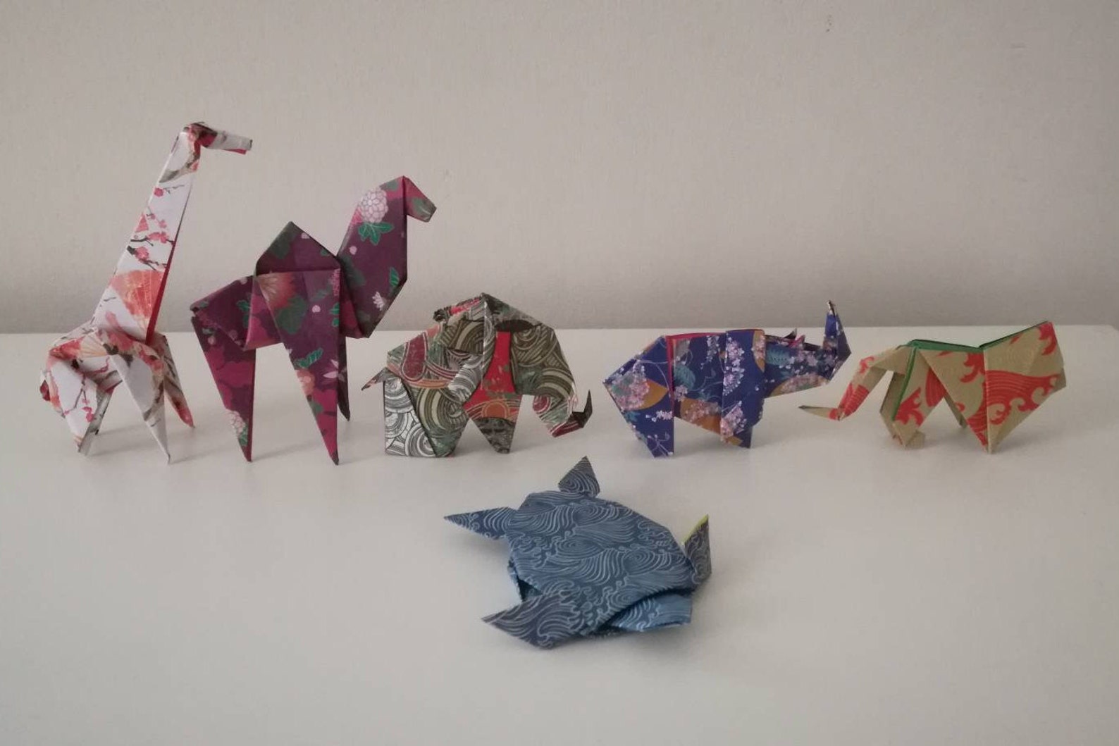 Set of 6 handmade origami zoo animals Chiyogami patterns | Etsy