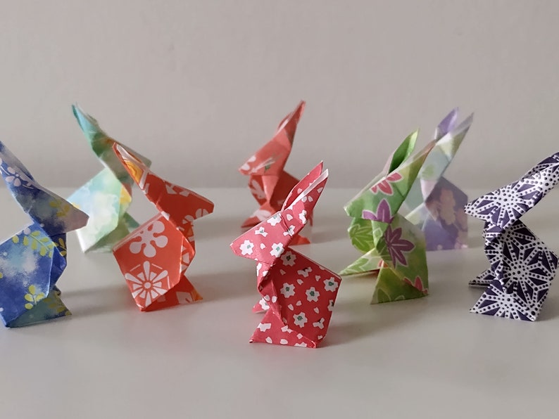 Handmade Origami Little Rabbits (set of 8): Japanese Chiyogami Patterns ...