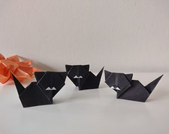 Set of 3 handmade origami mini black cats / party favours / card decorations / handmade eco friendly gift