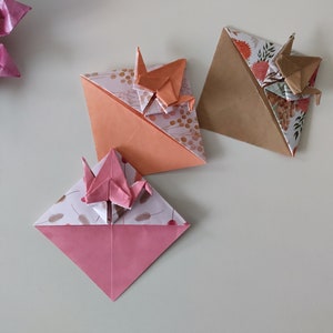 Origami Crane Corner Bookmarks: Dried Flower Paper, Eco Gift - Set of 3