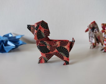 Handmade origami dog in Japanese Washi patterns / origami pet / party favour / handmade eco-friendly gift