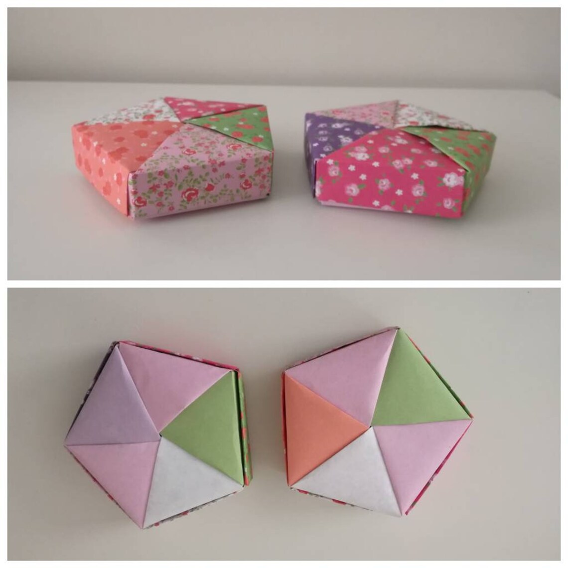 Set of 2 handmade origami pentagon gift boxes Liberty prints Etsy