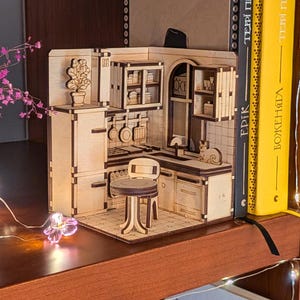 Coin livre cuisine – fichier découpé au laser, projet DIY Diorama SVG pour contreplaqué