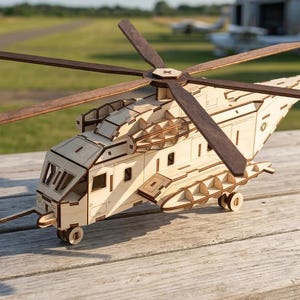 Helicopter Laser Cut File, SVG Aircraft Toy DIY Model CNC Template (Digital Download)