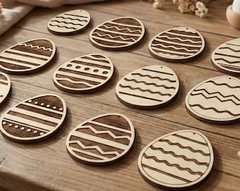 Archivos cortados con láser para huevos de Pascua: Plantilla de adorno de madera contrachapada (Descarga digital)