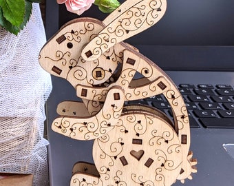 Easter Mechanical Bunny - Laser Cut File, SVG plan for Glowforge and Cutting Machines