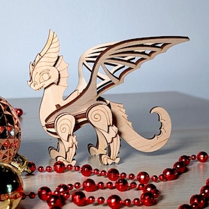 Dragon Model Laser Cut File, SVG Fantasy 3D Creature  Puzzle CNC Template (Digital Download)