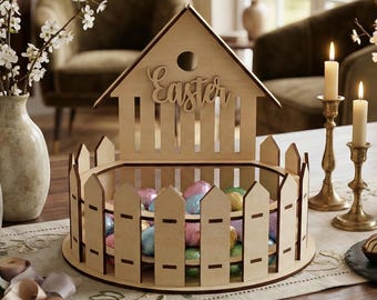 Wooden Easter Basket - SVG Laser Cut File, Candy Box Digital Plan (Instant Download)