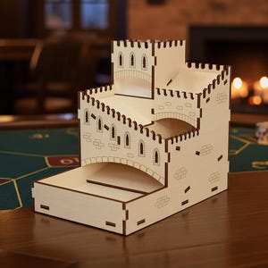 Laser Cut Dice Tower Castle Model: CNC DXF Files (Digital Download)