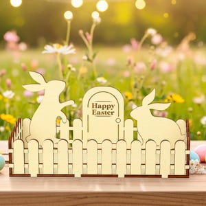 Easter Box with Bunnies - Laser Cut File, SVG Gift Storage and Egg Holder Project