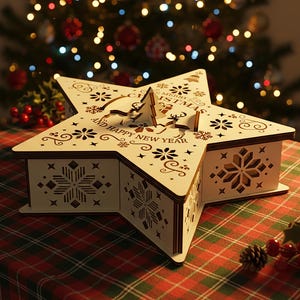 Gift Star Box - Laser Cut File, SVG Christmas Storage (Digital Plan)