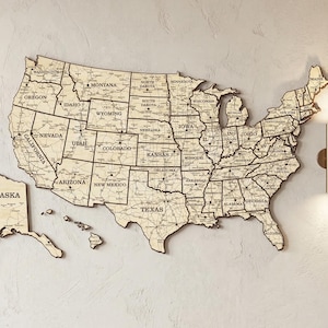 Fichier de carte des États-Unis découpé au laser : modèle de puzzle vectoriel SVG États-Unis routes (téléchargement numérique)