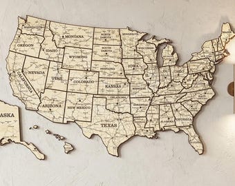 Laser Cut USA Map File: SVG United States Roads Vector Puzzle Template (Digital Download)