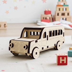 Extra Small Bus Miniature - Laser Cut File, SVG Digital Vector Plan