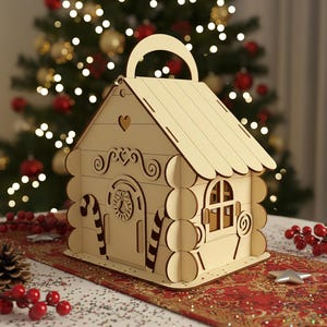 Gingerbread House - lasergesneden bestand, SVG-kerstdoos voor snoep Vectorplan