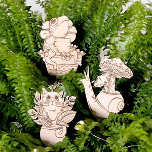 Plant Pick Laser Cut Bundle: Snail, Frog, Cat SVG File Plans (Digital Download)