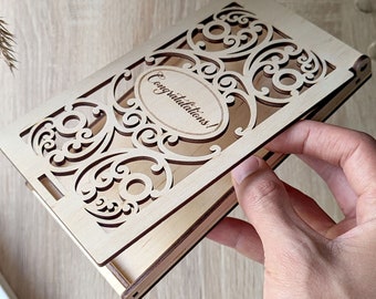 Caja de regalo con sobre: archivos cortados por láser, patrón de tarjeta de dinero para máquinas de corte por láser