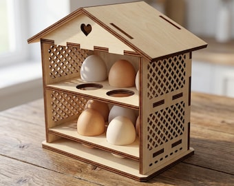Easter Egg Holder - Laser Cut File: SVG Farmstyle House Pattern (Digital Download)