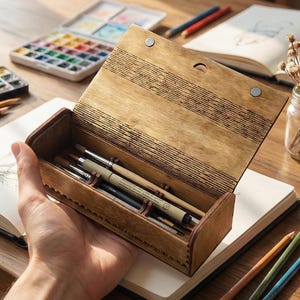 Wooden Pen Case Laser Cut File, SVG Pencil Box Organizer CNC Template (Digital Pattern)