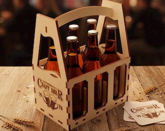 Bierflasche Laser geschnitten Datei, hölzerne CNC-Vorlage Vektorplan (digitaler Download)
