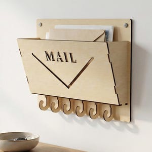 Mail Box & Key Holder Laser Cut SVG File, Wooden Entryway Post Holder (Digital Pattern)