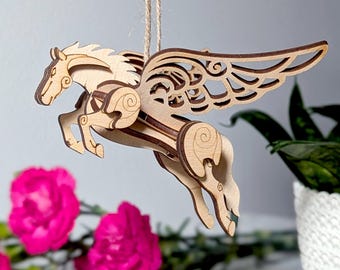 Pegasus Ornament Laser Cut File: Winged Horse SVG Vector Plan (Digital Download)
