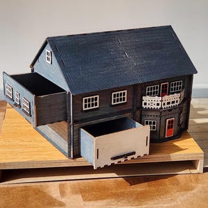 Casa con estanterías extraíbles - Archivo de corte láser, proyecto listo para usar para máquinas de corte